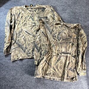 Ducks Unlimited Shirt Mens XL Brown Camo Long Sleeve Hunting Lot Of 2 Outdoor